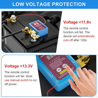 Battery Disconnect Switch 12V 240A – Smart LED Voltage Display Kill Switch, Anti-Theft Battery Drain Prevention for Car Truck RV (Wired Control, No Wireless on Main Body)