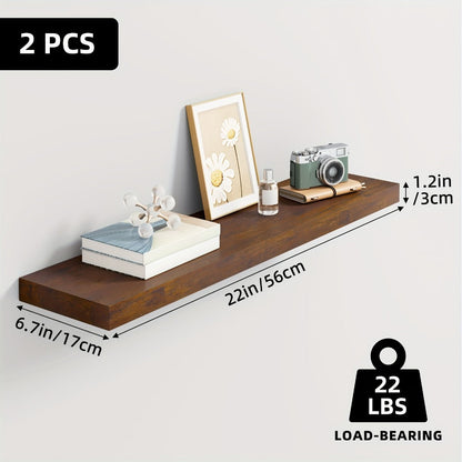 Floating Wall Shelf Set with Concealed-Style Brackets, Multiple Finishes and 4- or 6-Piece Options