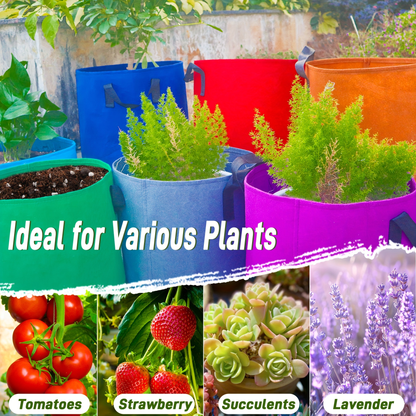 5/7/10/15 Gallon Plant Grow Bags, 7Pack Colourful Fabric Planters Plant Pots Garden Bags To Grow Vegetables With Reinforced Handles, Aeration Growing Bags For Flower Fruit