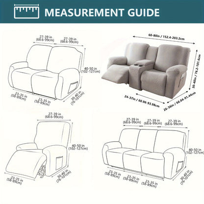 Jacquard Stretch Sofa Recliner Cover Big Leaves - High Stretch Soft Washable Slipcover for 1 2 3 Seat Loveseat with Console Furniture Protector Home Decor, 6 Colors