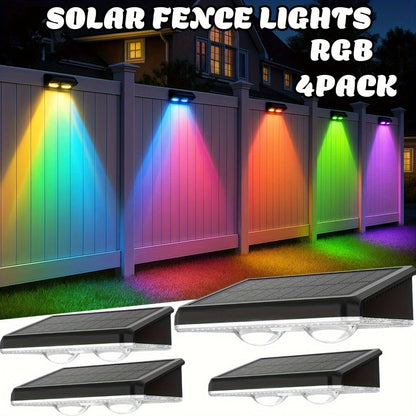 Solar Garden Light Fence Wall Fixtures with 9 Modes, Dusk Sensor and 4 or 8-Pack Options for Outdoor Garden Decor