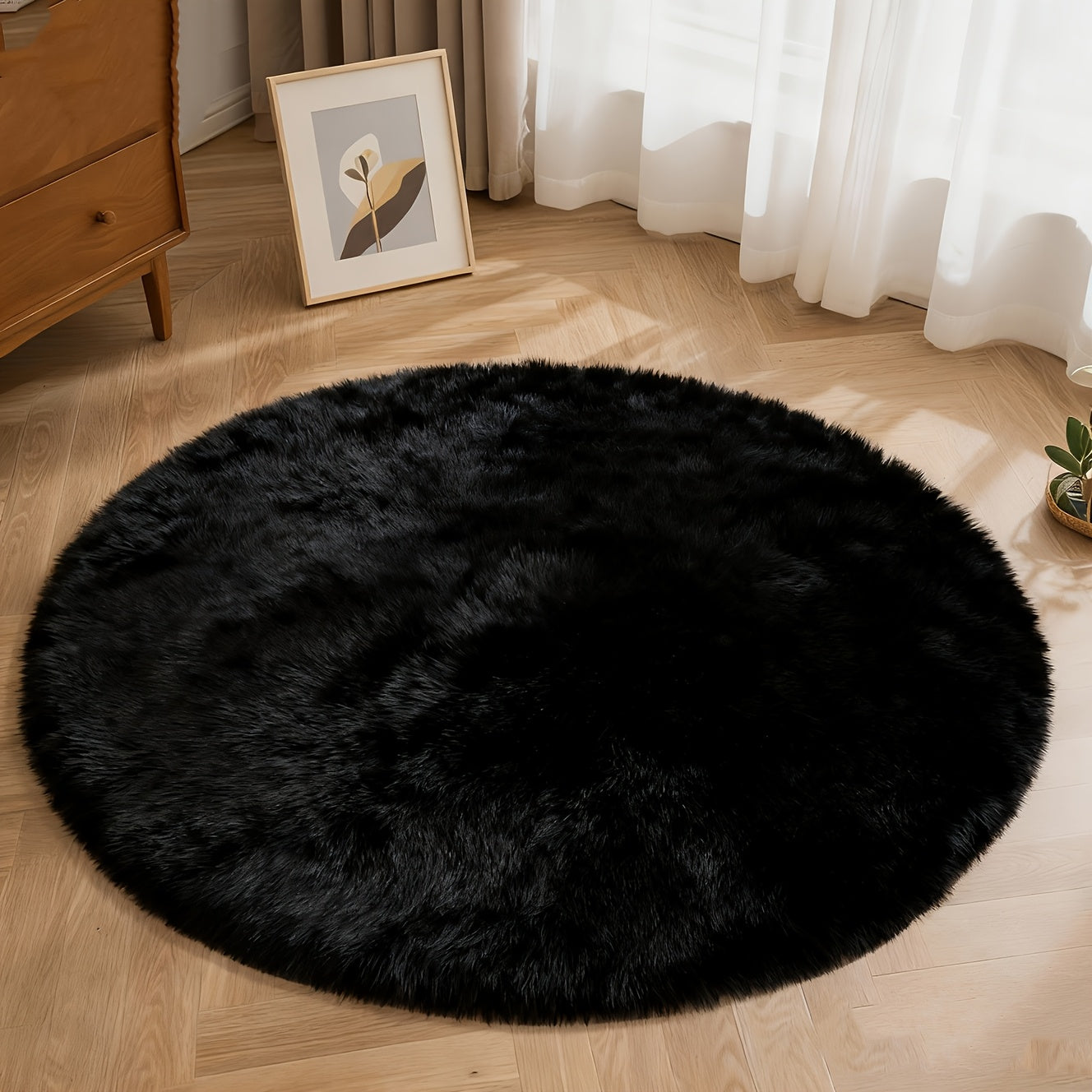 Round Shaggy Area Rug in Seven Solid or Tie-Dye Colors with 4 x 4-Foot to 8 x 8-Foot Sizes