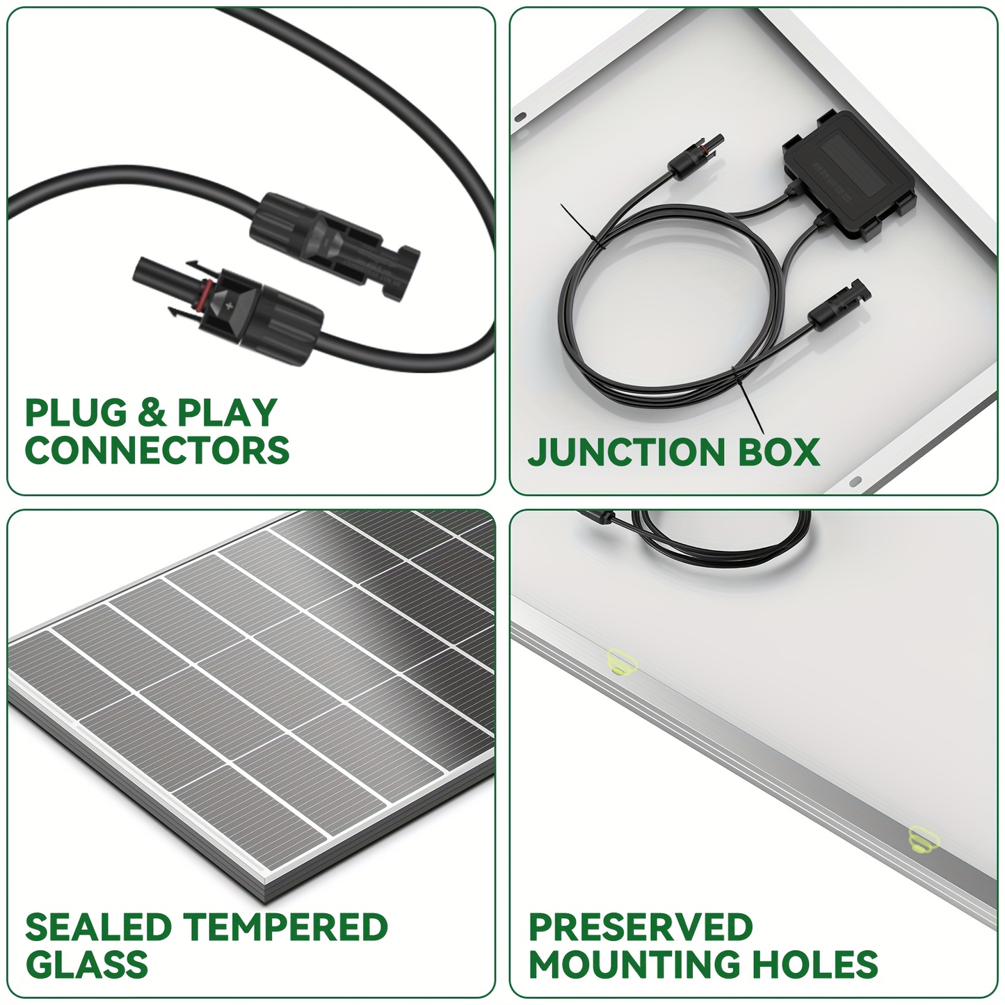 Two-Piece 400W Total Solar Panel Kit with 200W Modules, 148 x 67 cm Frames and PV Cables Pictured