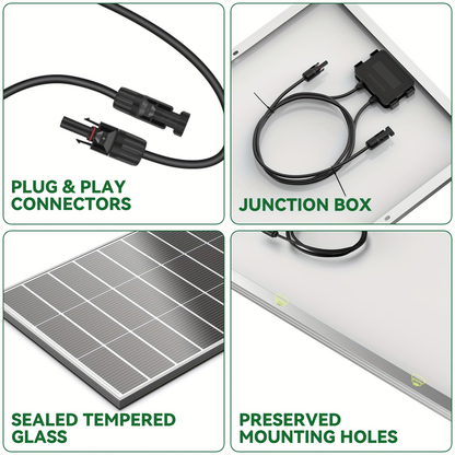 Two-Piece 400W Total Solar Panel Kit with 200W Modules, 148 x 67 cm Frames and PV Cables Pictured