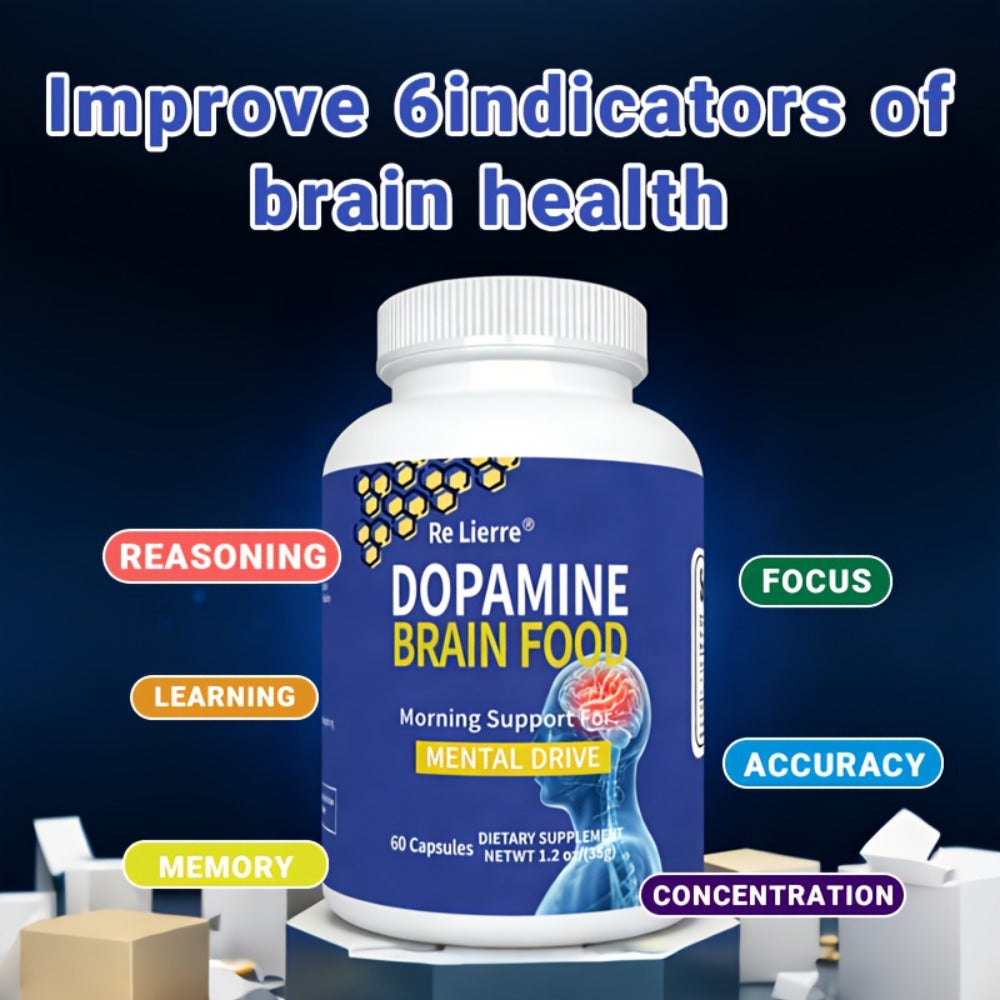 Magnesium Glycinate Brain & Sleep Capsules — Dopamine Support Nootropic Formula | Focus Mental Clarity Mood & Restorative Sleep | High-Potency Daily Supplement | 60 Capsules
