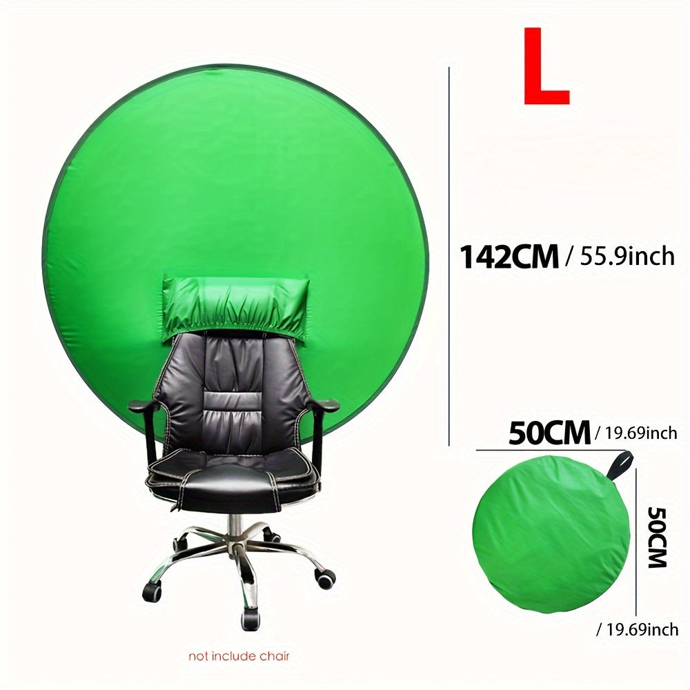 Chair-Mount Green Screen Backdrop in Medium or Large, Foldable Chroma Key Background for Video Calls
