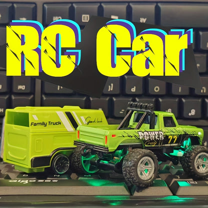 Mini Remote Control Pickup Truck with Detachable Trailer, Five Color Options and Spring Suspension