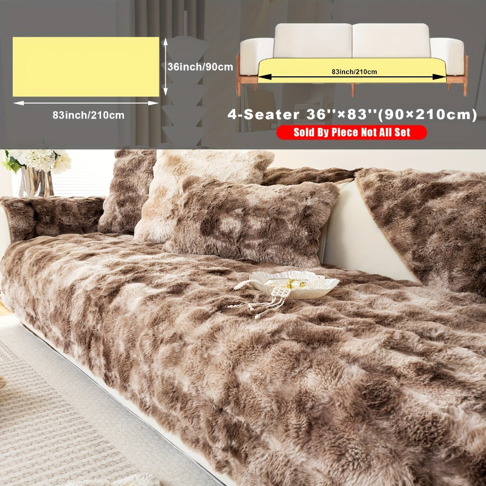 Sofa Cover, Faux-Lamb Plush Gradient Couch Pad in Five Colors with Armchair, Backrest and Seat Sizes