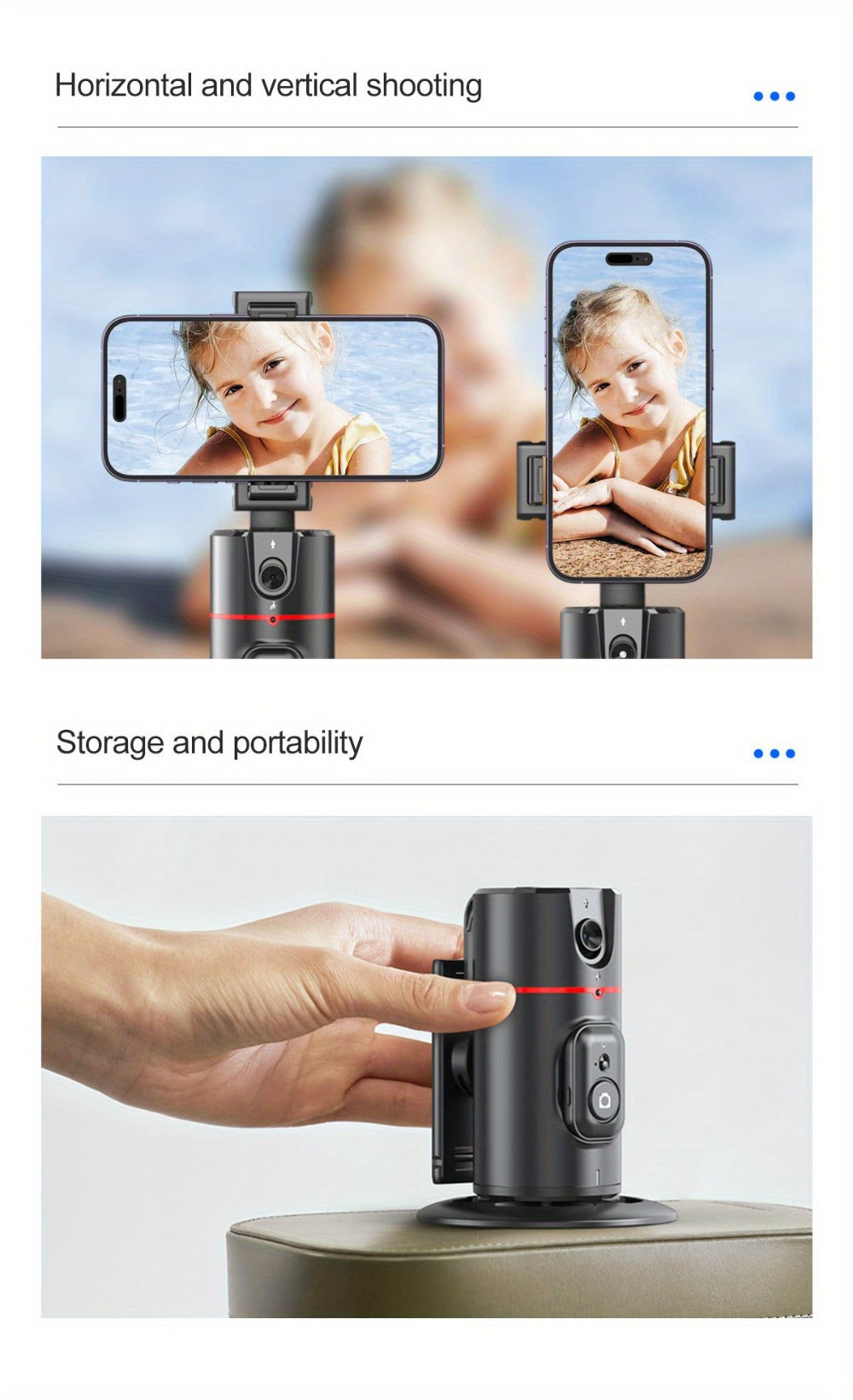 Gesture Control Auto Face Tracking Tripod with 360° Rotation & Wireless Remote No App Required – Smart AI Phone Holder for Vlogging Live Streaming TikTok YouTube Fitness iPhone Android Black Pink