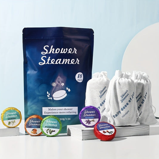 Shower Steamers Gift Set 18 Pcs with Essential Oils — Eucalyptus Rose Jasmine Citrus Peppermint Lavender Aromatherapy Shower Bombs for Home Spa Stress Relief Birthday Christmas Valentine Gift