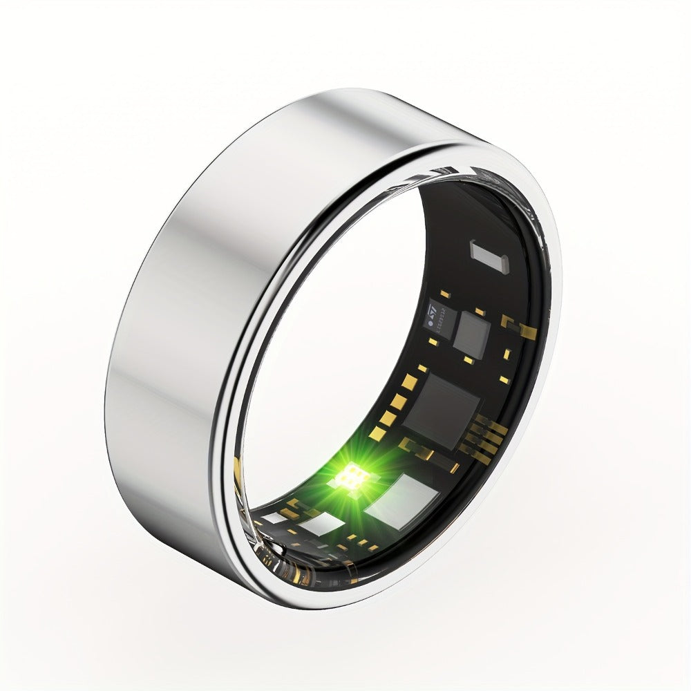 Screenless Smart Ring with Magnetic Charging Cable, Rose Gold, Black or Silver Finish and Sizes 7–13