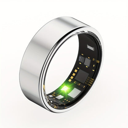 Screenless Smart Ring with Magnetic Charging Cable, Rose Gold, Black or Silver Finish and Sizes 7–13