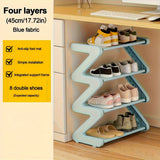 Breeze Blue - Four-Tier Shoe Rack [Upgraded Metal Tubes - Thickened and Hardened Plastic Parts]