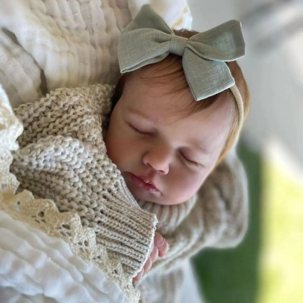 Reborn Doll, 20-Inch Sleeping Cloth-Body Figure with Vinyl Limbs, Hand-Rooted Hair and Accessories