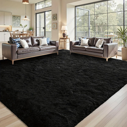 Shaggy Area Rug Soft Plush Fuzzy Carpet Non-Slip Tie-Dye Design for Bedroom Living Room Nursery Dorm — Pet Friendly Machine Washable Multiple Sizes & Colors