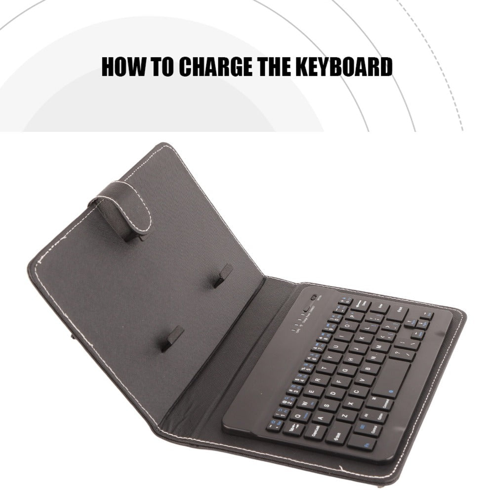 Collapsible Bluetooth Keyboard with Built-In Phone Stand – Wireless Portable Keyboard for Smartphones Tablets Laptops, Compatible with iOS Android Windows, PU Leather Case, Black Business Travel Keyboard