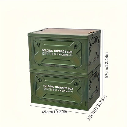 Folding Storage-Box Table with Five Access Doors and Wood-Look Top in One- or Two-Piece Color Options