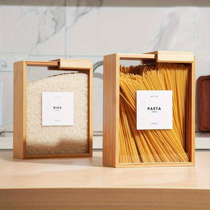 Food Storage Containers Two-Piece Bamboo Box Set with Sliding Lids and 101 oz Capacity per Container