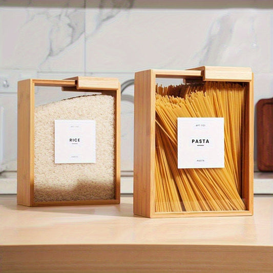 Food Storage Containers Two-Piece Bamboo Box Set with Sliding Lids and 101 oz Capacity per Container