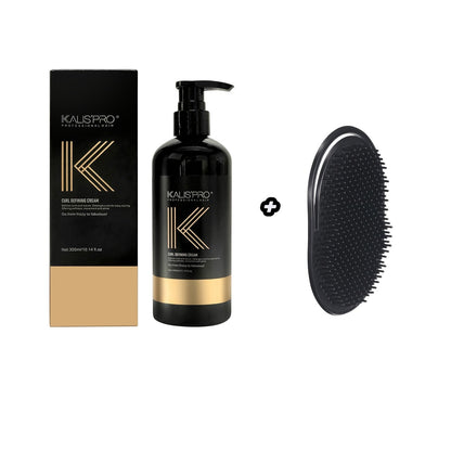 Curl Defining Cream with Detangling Brush Set 10.14 oz — Anti-Frizz Curl Enhancer, Long-Lasting Bouncy Curls, Non-Sticky Lightweight Hold, Salon Quality for Curly Wavy & Coily Hair, Women & Men