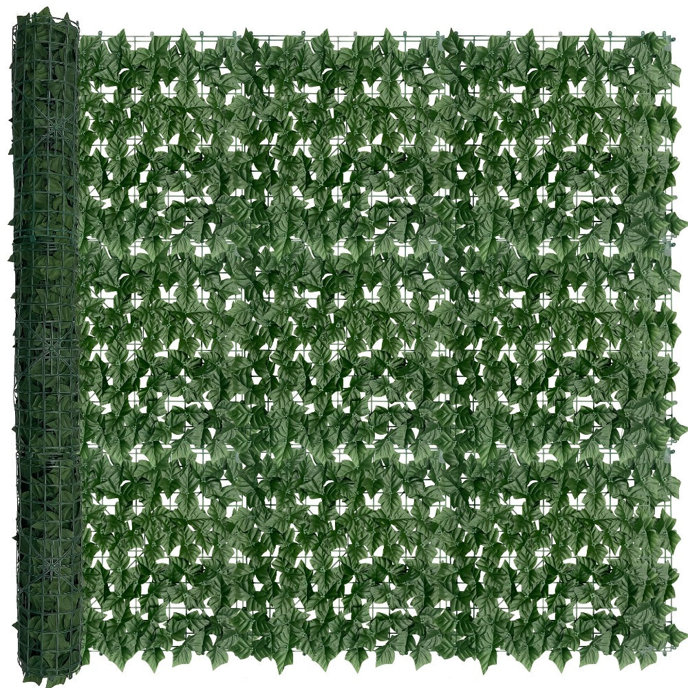Artificial Ivy Privacy Fence Screen in 13 Size Options with Cuttable Green Leaf Panels for Patio or Balcony