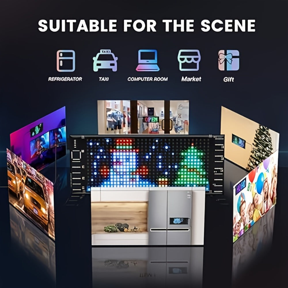 LED Matrix Panel Flexible Programmable Display - Bluetooth APP Control, USB Powered DIY LED Sign Board, Custom Text & Animation for Store Car Hotel Holiday Decoration