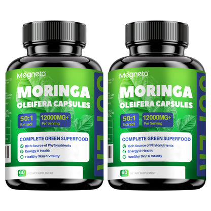 Herbal Supplements with Megneta Label, Moringa Oleifera 12000mg per Serving, 60 Capsules per Bottle