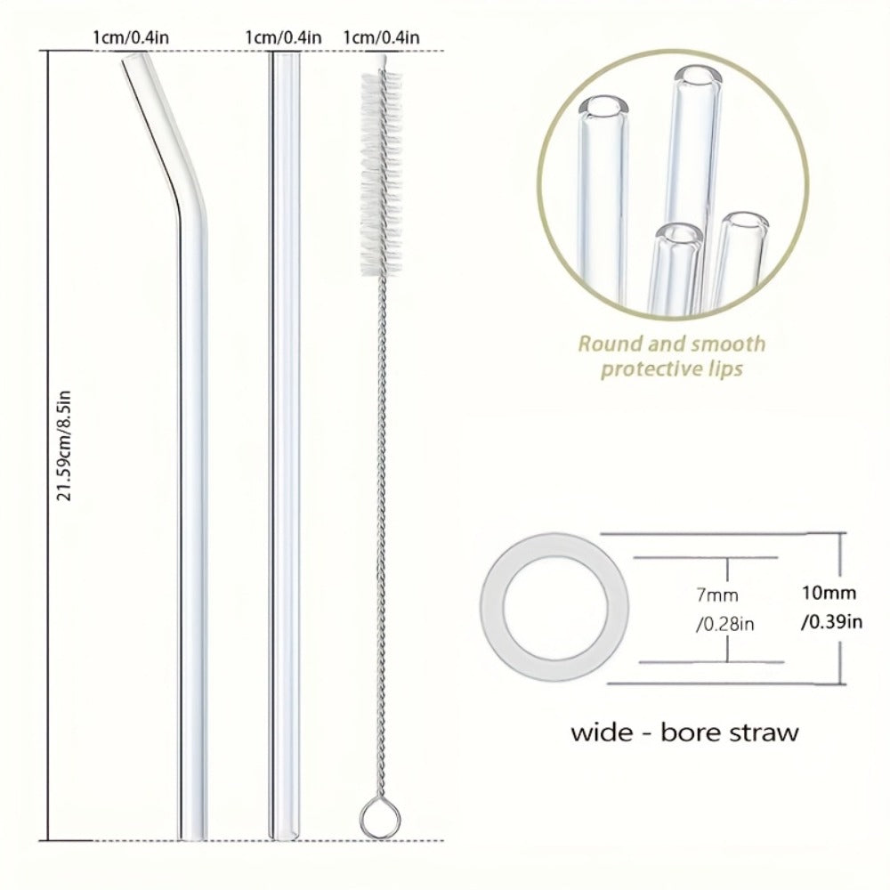 Glass Straws Set 12 Pack with Cleaning Brushes - Reusable Borosilicate Heat Resistant for Entryways, Bedrooms and Living Spaces
