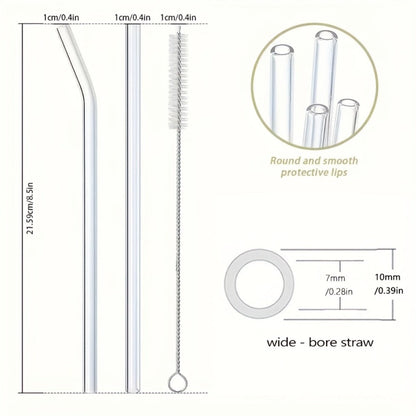 Glass Straws Set 12 Pack with Cleaning Brushes - Reusable Borosilicate Heat Resistant for Entryways, Bedrooms and Living Spaces