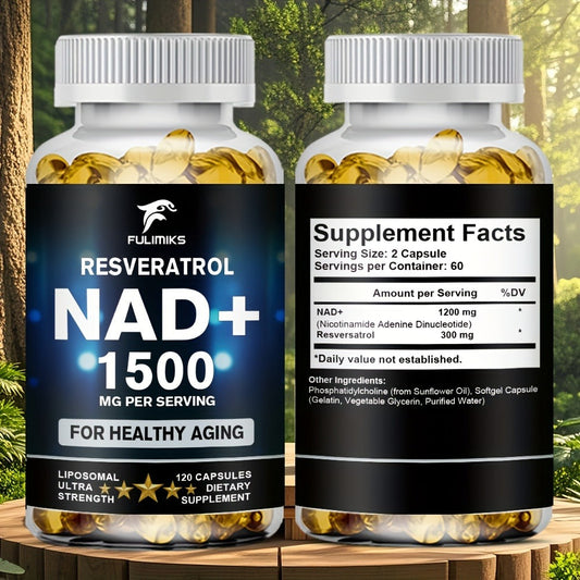 Dietary Supplement NAD+ Formula with Nicotinamide Riboside and Resveratrol Capsules, 120 Count