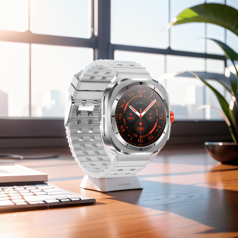 Smart Watch Round Display with Wireless Calling, Custom Faces and Orange, Black, White or Blue Band