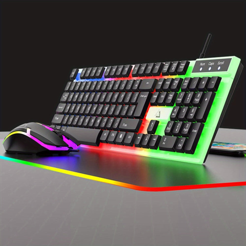 GT100 Full-Size Wired Keyboard and Mouse Set with 104-Key Layout and Black or White Color Options