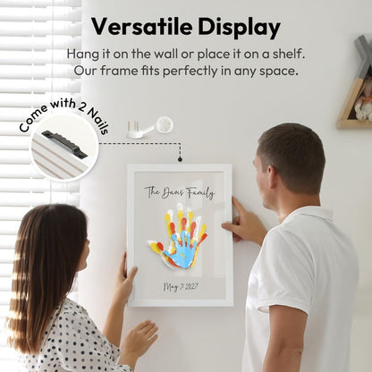 Handprint Kit for Family - DIY Wooden Keepsake Frame with Paint, Baby Hand & Footprint Craft Set, Cherished Memory Keepsake Box, Unique Gift for New Parents, Home Decor Nursery Art