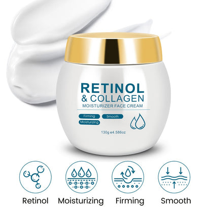 Face Cream Retinol and Collagen 130g Jar or Retinol Essence Option for Day and Night Skin Care