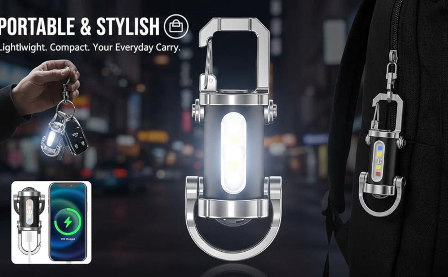 Flashlight 1200-Lumen Keychain 4-Pack with Seven Modes, USB-C Charging and Phone Power Output
