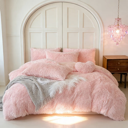 Velvet Duvet Cover Set Fluffy Plush Bedding Minimalist Solid Color, Carved Velvet Quilt Cover with Pillow Shams, Soft Cozy Bedroom Essentials Twin Full Queen King, Black Beige Grey Pink Purple Blue Red Yellow