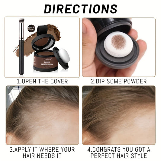 Hair Root Concealer Powder with Brush - Instantly Covers Gray Roots & Thinning Hairline, Plant-Based Keratin Formula, Natural-Looking Coverage for All Hair Types, Women & Men, 6 Shades