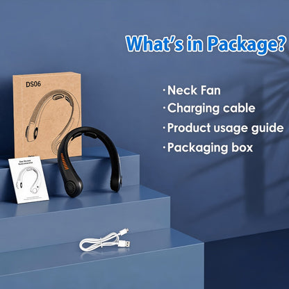 Loop-Style Neck Fan in Ten Single or Paired Color Checkouts with Five-Speed Control and USB Charging