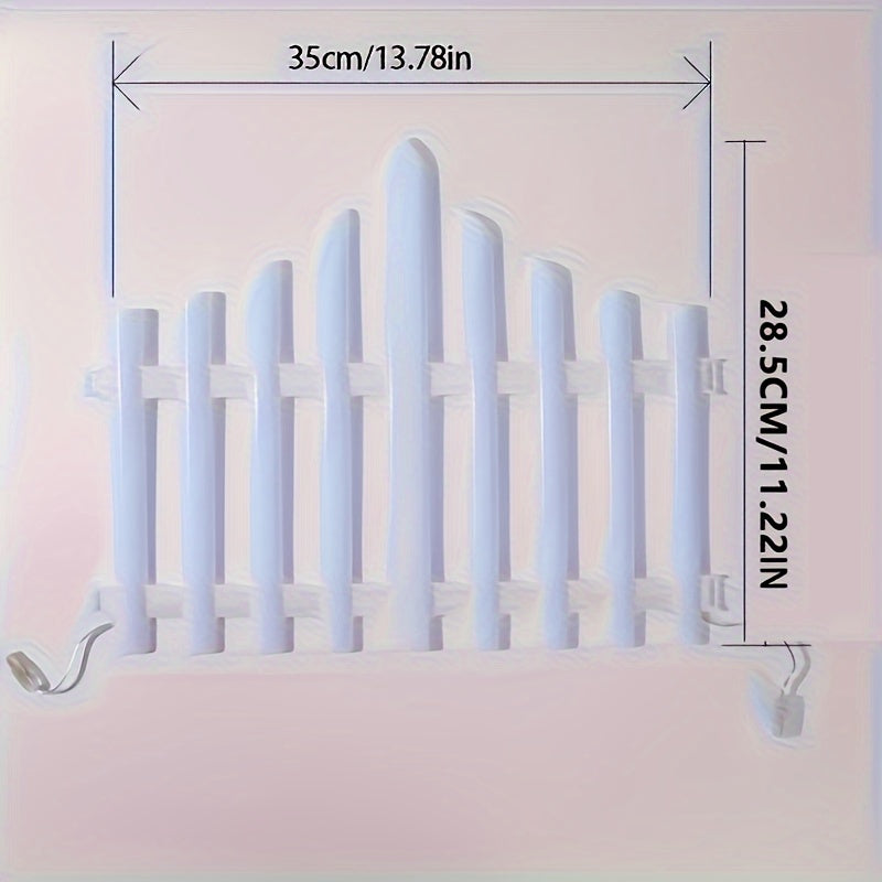 Eight-Piece Flexible Solar Picket Fence Light Set, 35 x 28.5cm Per Section in Multicolor or Warm White
