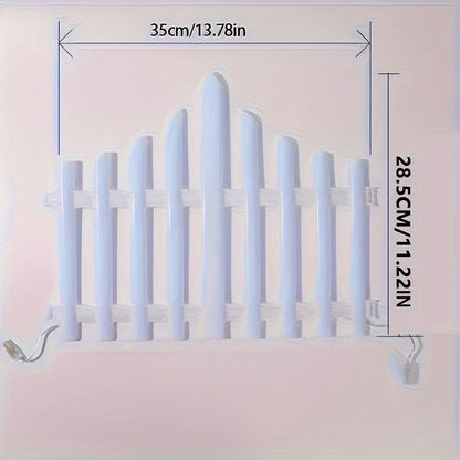 Eight-Piece Flexible Solar Picket Fence Light Set, 35 x 28.5cm Per Section in Multicolor or Warm White