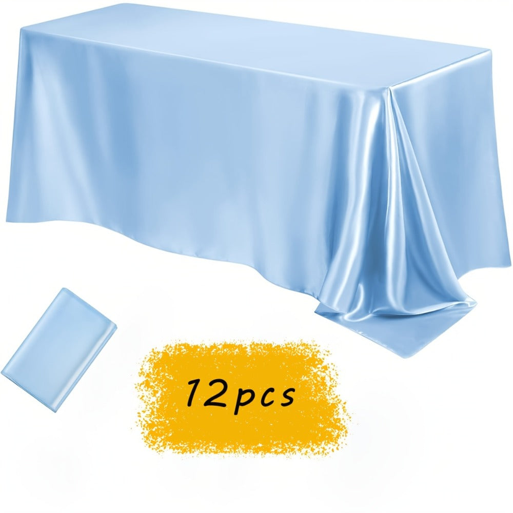 Satin Tablecloth 12pcs 57"x102" Rectangular Silky Smooth Fabric Table Cover for Wedding Banquet Birthday Party Holiday Event
