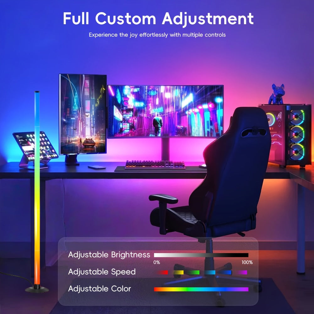 68.8-Inch RGB Corner Floor Lamp in One- or Two-Piece Options with Pictured App and Remote Controls