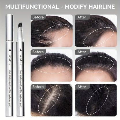 2-in-1 Eyebrow and Hairline Pen with Dense Multi-Fork Brush, Pointed Tip and Three Brown-to-Black Shades