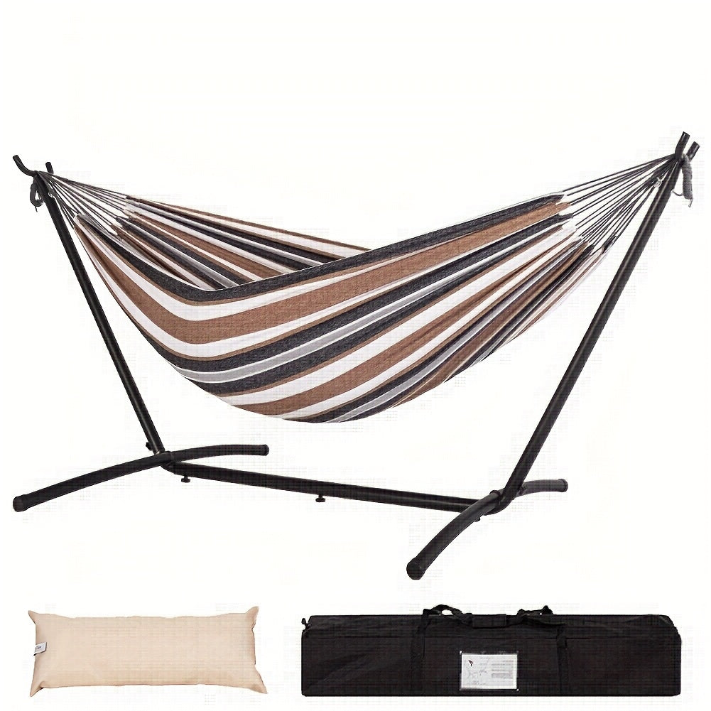 Hammock and Steel Stand Set with Pillow, Carry Case, Eight Colors and 450 lb Load-Limit Marking