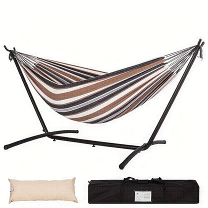 Hammock and Steel Stand Set with Pillow, Carry Case, Eight Colors and 450 lb Load-Limit Marking