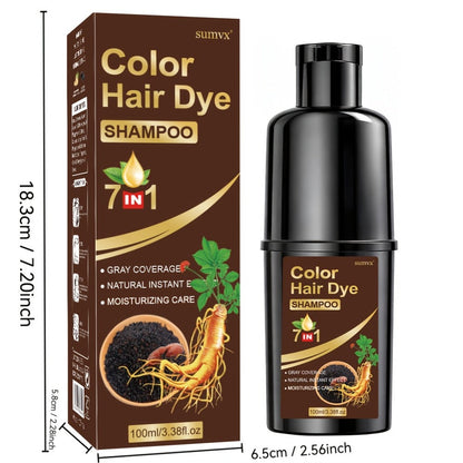 Natural Herbal Hair Dye Shampoo 3.38oz — Moisturizing & Conditioning Easy-Apply Hair Color, 5 Shades: Black, Brown, Chestnut Brown, Golden Brown & Coffee, Holiday Gift