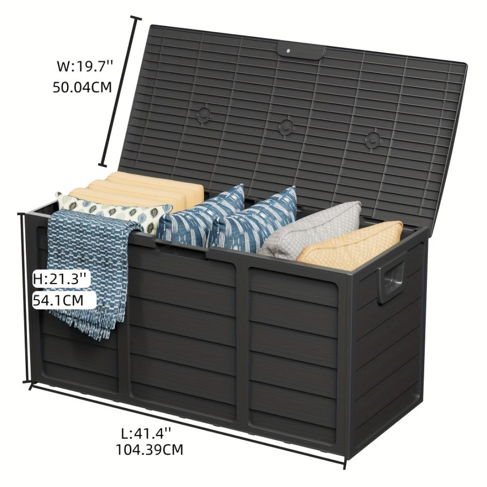 Outdoor Storage Box 75 Gallon Resin Deck Box with Handles – Waterproof Lockable Container for Pool Accessories, Garden Tools, Camping Gear & Patio Storage, Easy Assembly
