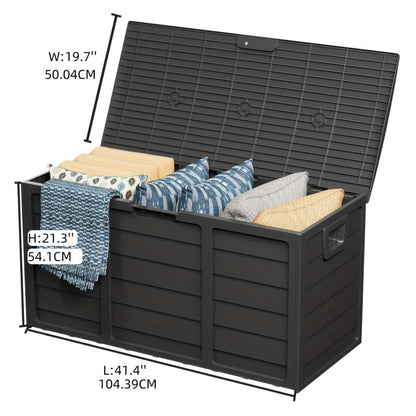 Outdoor Storage Box 75 Gallon Resin Deck Box with Handles – Waterproof Lockable Container for Pool Accessories, Garden Tools, Camping Gear & Patio Storage, Easy Assembly