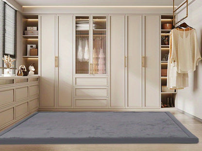 Padded Tatami-Style Area Rug in Six Solid Colors with 50-Inch Square to 79 x 118-Inch Sizes