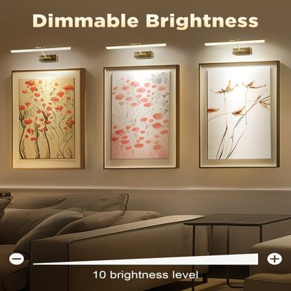 Picture Light 16 Inch Wireless Battery Powered LED Wall Light 6000mAh Rechargeable Remote Control Adjustable Brightness Art Light for Photo Frame Portrait Gallery Painting Home Decor Gold Black